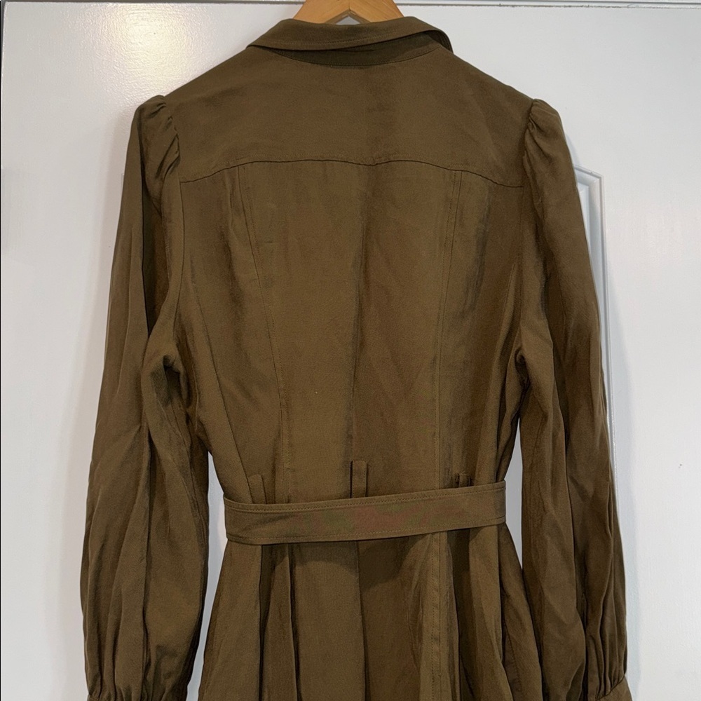 NORDSTROM Classic Olive Long Sleeve Belted Dress Size XL - Picture 9 of 10